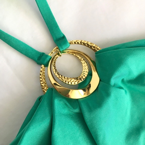 SUNSHINE 79 One Piece Swimsuit High Neck Gypset Solids Green Women’s Size 10 - Picture 4 of 15